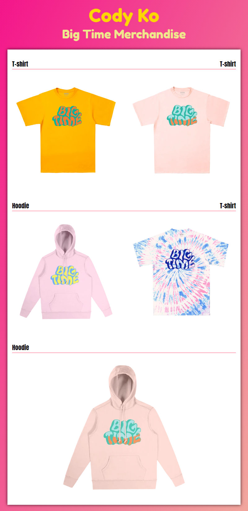 Cody Ko Big Time Merchandise Cody Ko Big Time Merchandise