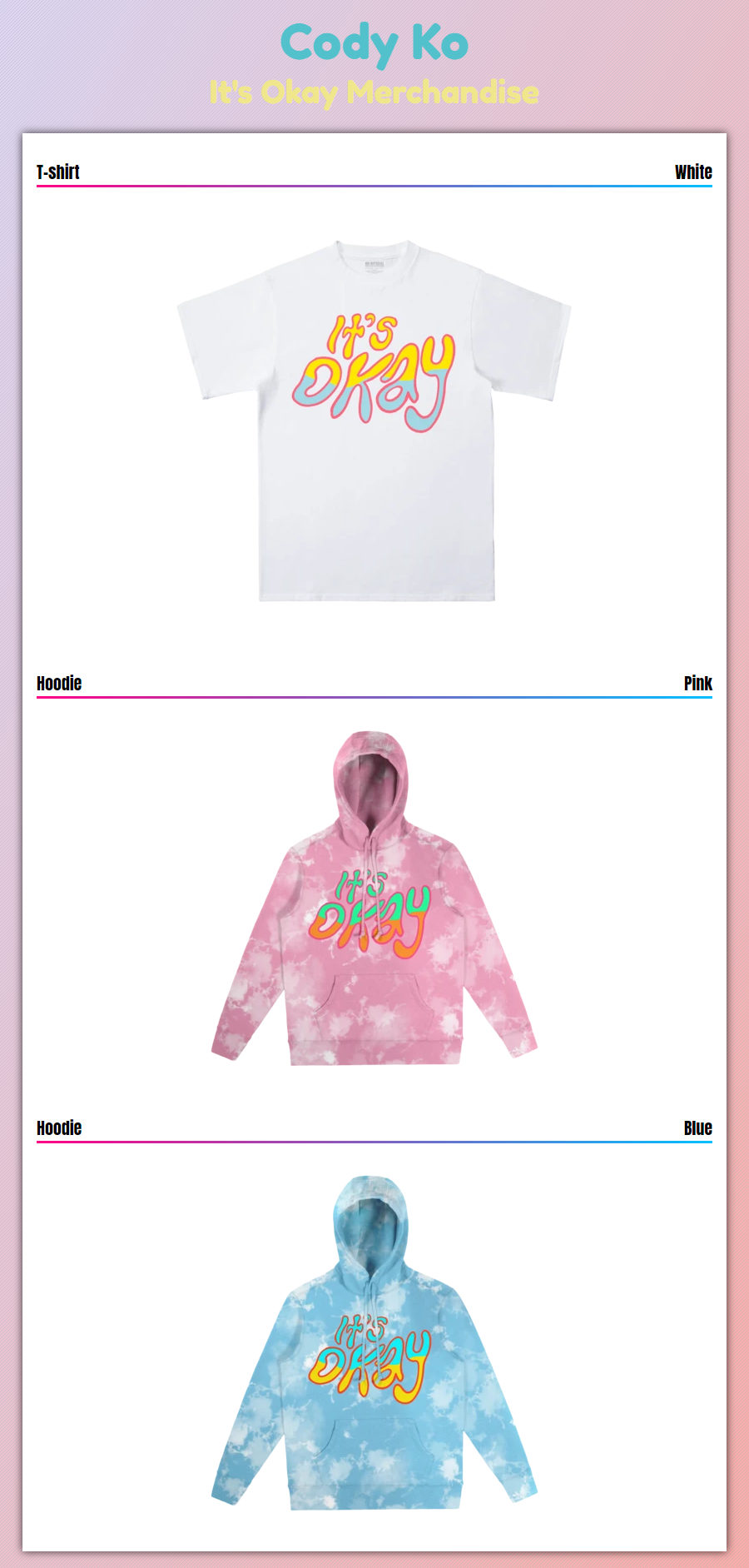 Cody Ko It's Okay Merchandise Cody Ko It's Okay Merchandise